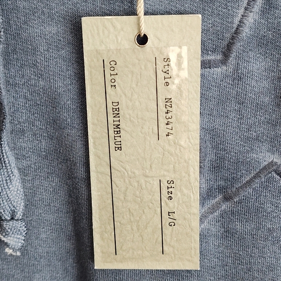 Grey & Gray Faded Blue Demin Embroidered Hoodie Size L - Picture 4 of 13